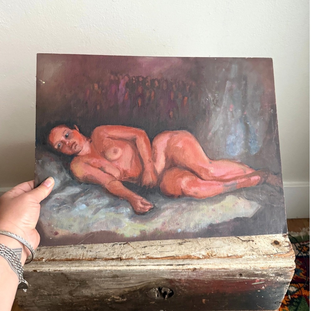 Original Van Beek Reclining Nude Oil Painting Canvas Board Female Figure 30x40
